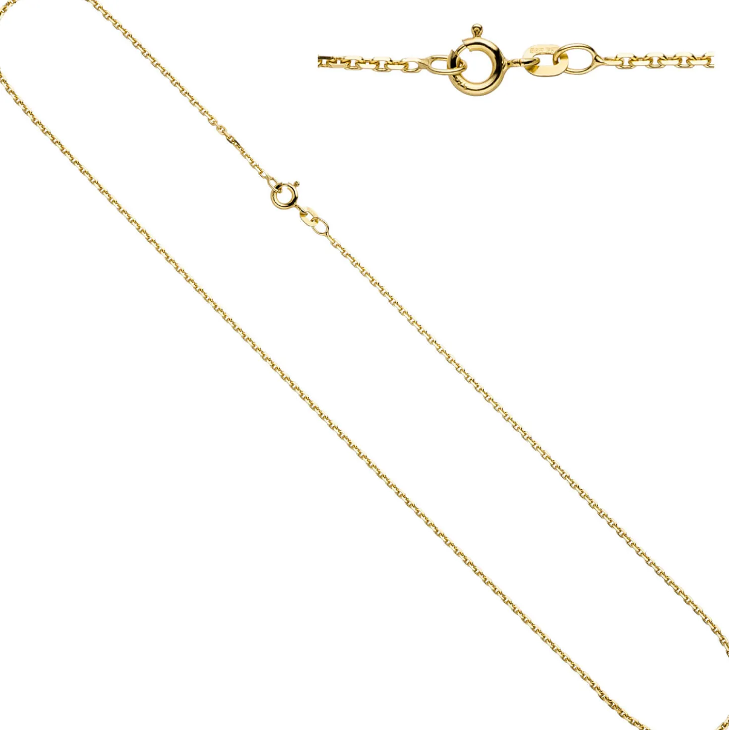 1,2mm Ankerkette Kette Halskette Collier aus 585 Gold Gelbgold, 45cm