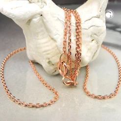 1,1mm Ankerkette Kette Halskette Collier aus 585 Gold Rotgold, 45cm, Damen