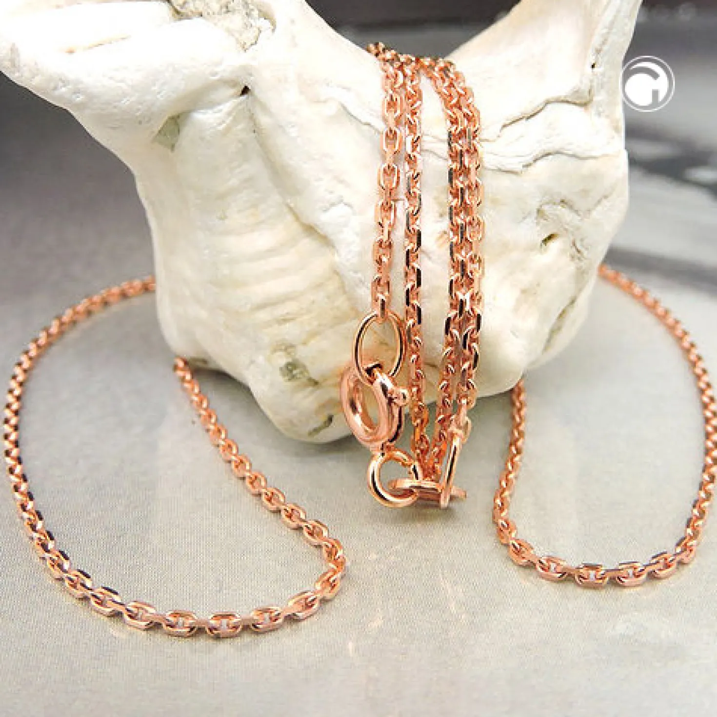 1,1mm Ankerkette Kette Halskette Collier aus 585 Gold Rotgold, 45cm, Damen