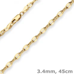 3,4mm Ankerkette-Steg Kette Collier Halskette aus 585 Gold Gelbgold 45cm