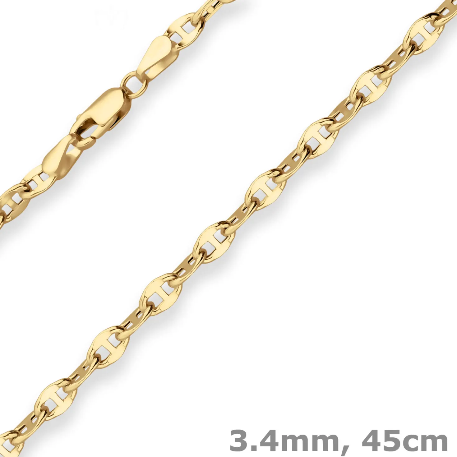 3,4mm Ankerkette-Steg Kette Collier Halskette aus 585 Gold Gelbgold 45cm