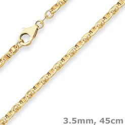 3,5mm Ankerkette-Steg Kette Collier Halskette aus 585 Gold Gelbgold 45cm