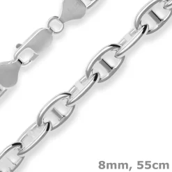 8mm Ankerkette-Steg Silberkette Collier Halskette aus 925 Silber 55cm