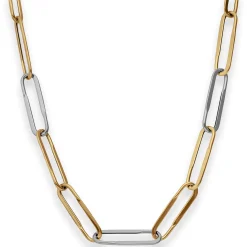 8mm Ankerkette weit Collier Paper-Clip Halskette aus 585 Gold gelb/weiß 45cm