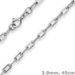 3,9mm Ankerkette weit Kette Collier Halskette aus 925 Silber rhodiniert 45cm