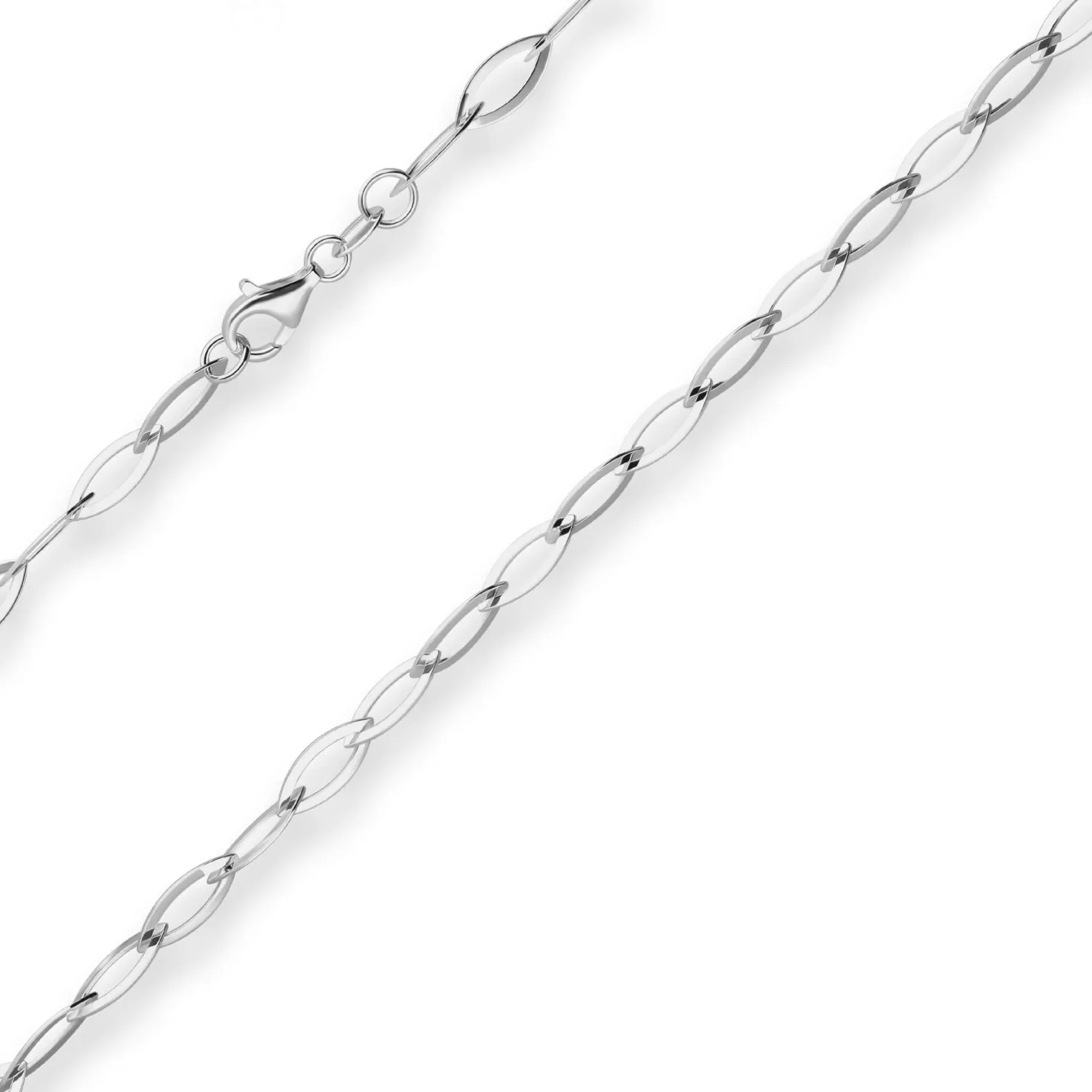 5,2mm Ankerkette weit Kette Collier Spitzoval Halskette aus 925 Silber 45cm