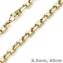 8,5mm Ankerktte Halskette Collier aus 585 Gold Gelbgold massiv 65cm Herren