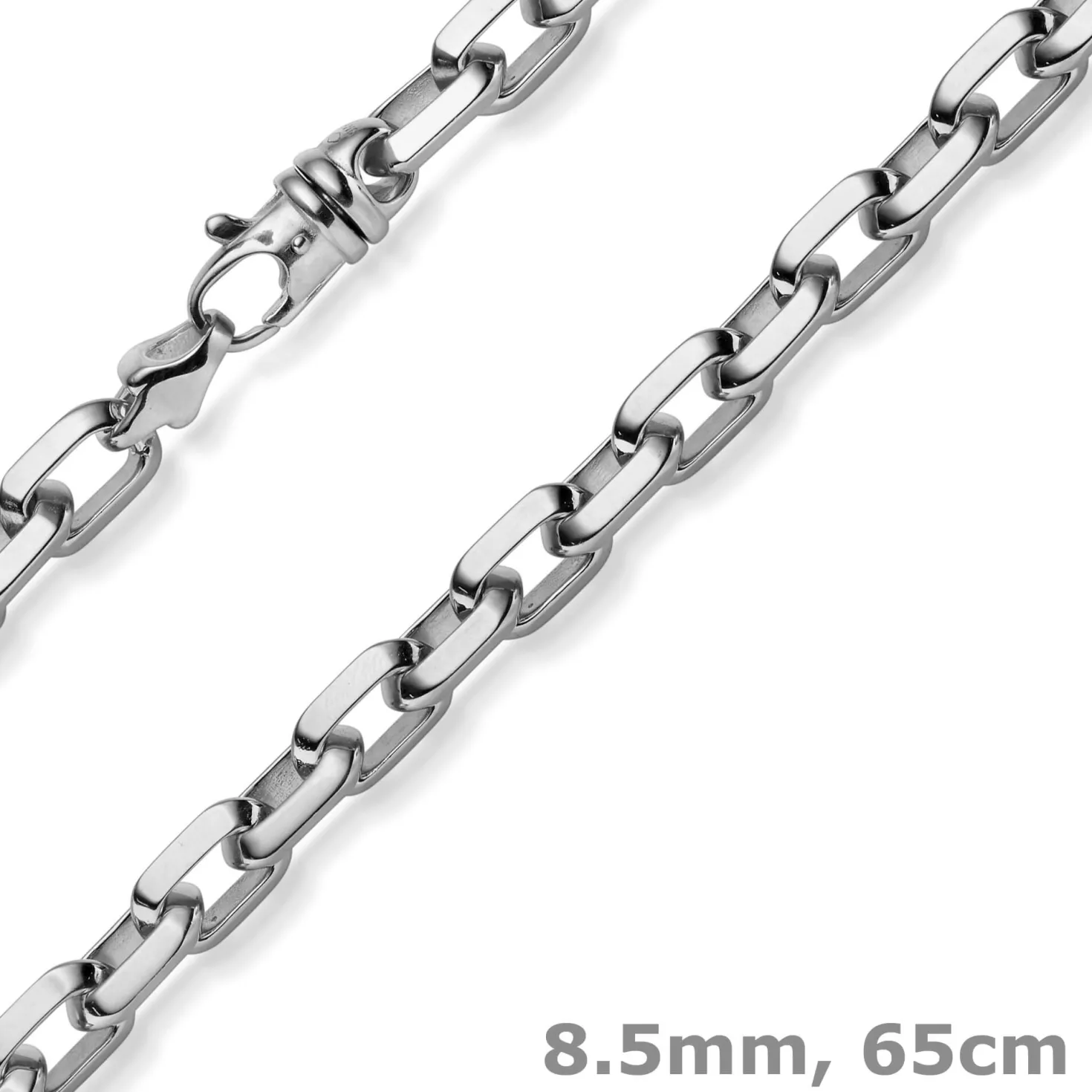 8,5mm Ankerktte Halskette Collier aus 585 Gold Weißgold massiv 65cm Herren