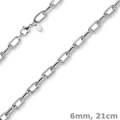 6mm Anker-Weit-Rechteck Armband Armkette Armschmuck 585 Gold Weißgold 21cm