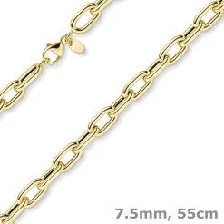 7,5mm Anker-Weit-Rechteck Kette Collier Halsschmuck aus 585 Gold Gelbgold 55cm