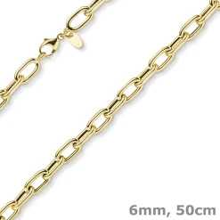 6mm Anker-Weit-Rechteck Kette Collier Halsschmuck aus 585 Gold Gelbgold 50cm