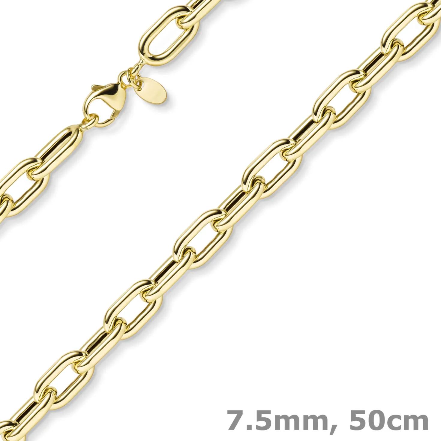 7,5mm Anker-Weit-Rechteck Kette Collier Halsschmuck aus 585 Gold Gelbgold 50cm