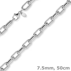 7,5mm Anker-Weit-Rechteck Kette Collier Halsschmuck aus 585 Gold Weißgold 50cm