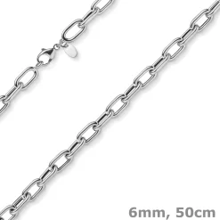 6mm Anker-Weit-Rechteck Kette Collier Halsschmuck aus 585 Gold Weißgold 50cm