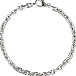 4mm Armband Ankerarkette aus 585 Gold Weißgold diamantiert Armschmuck, 21cm