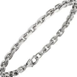 4mm Armband Ankerarkette aus 585 Gold Weißgold diamantiert Armschmuck, 21cm