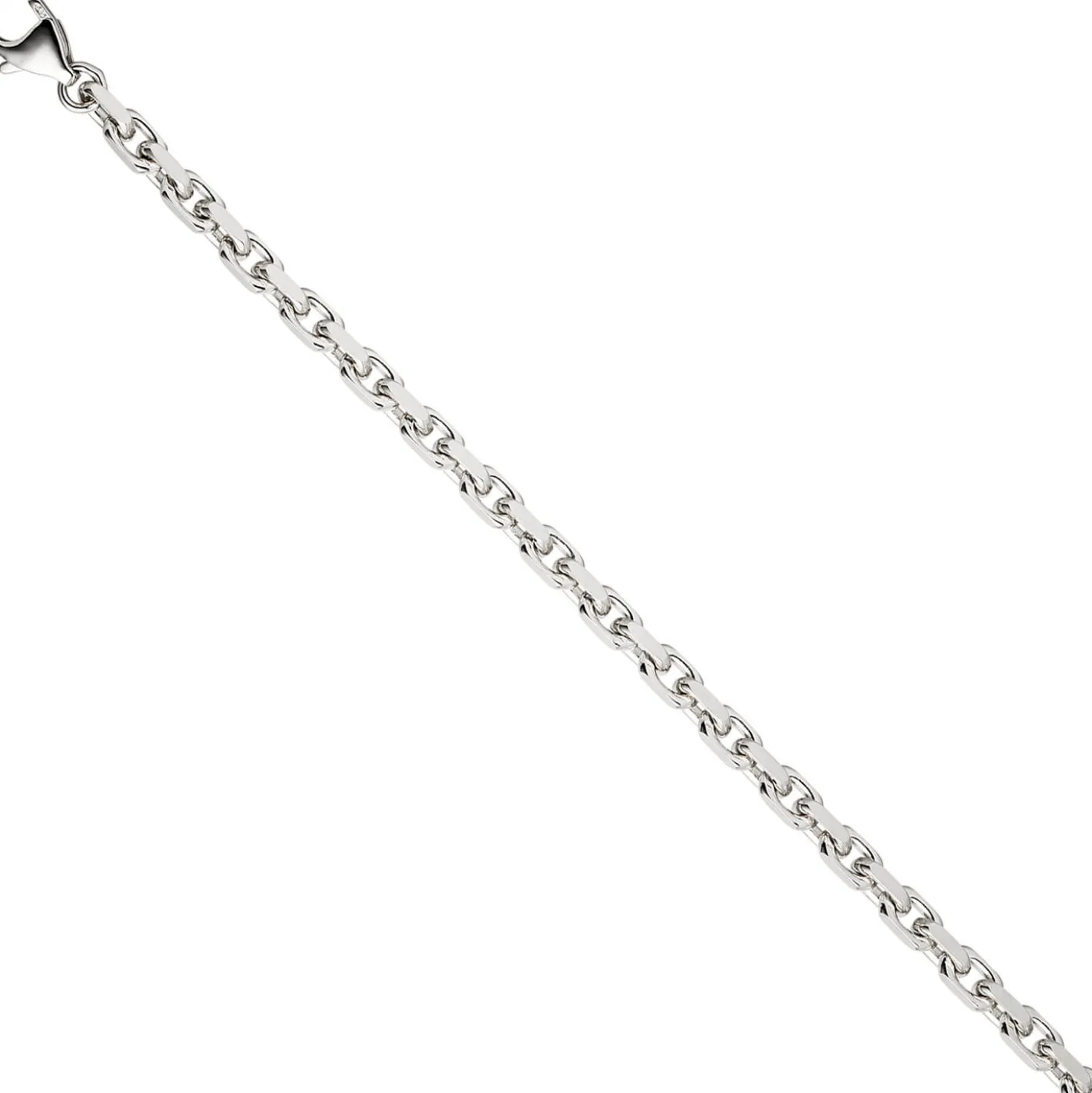 4mm Armband Ankerarkette aus 585 Gold Weißgold diamantiert Armschmuck, 21cm
