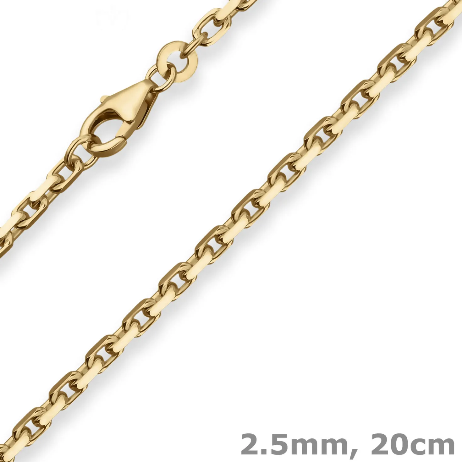 2,5mm Armband Ankerkette diamantiert Armschmuck aus 585 Gold Gelbgold 20cm