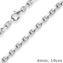 4mm Armband Ankerkette diamantiert Silberarmband Armschmuck aus 925 Silber 19cm