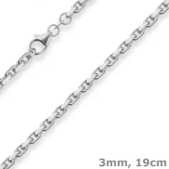 3mm Armband Ankerkette diamantiert Silberarmband Armschmuck aus 925 Silber 19cm