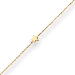 1,2mm Armband Ankerkette diamantiert 3 Sterne hohl aus 375 Gold Gelbgold 16cm