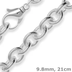 9,8mm Armband Ankerkette gerieft Silberarmband Armschmuck aus 925 Silber 21cm