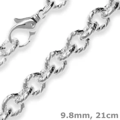 9,8mm Armband Ankerkette gerieft Silberarmband Armschmuck aus 925 Silber 21cm