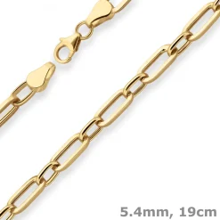5,4mm Armband Ankerkette Paper-Clip Armschmuck aus 750 Gold Gelbgold 19cm