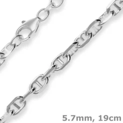 5,7mm Armband Ankerkette-Steg Armschmuck aus 925 Silber rhodiniert 19cm