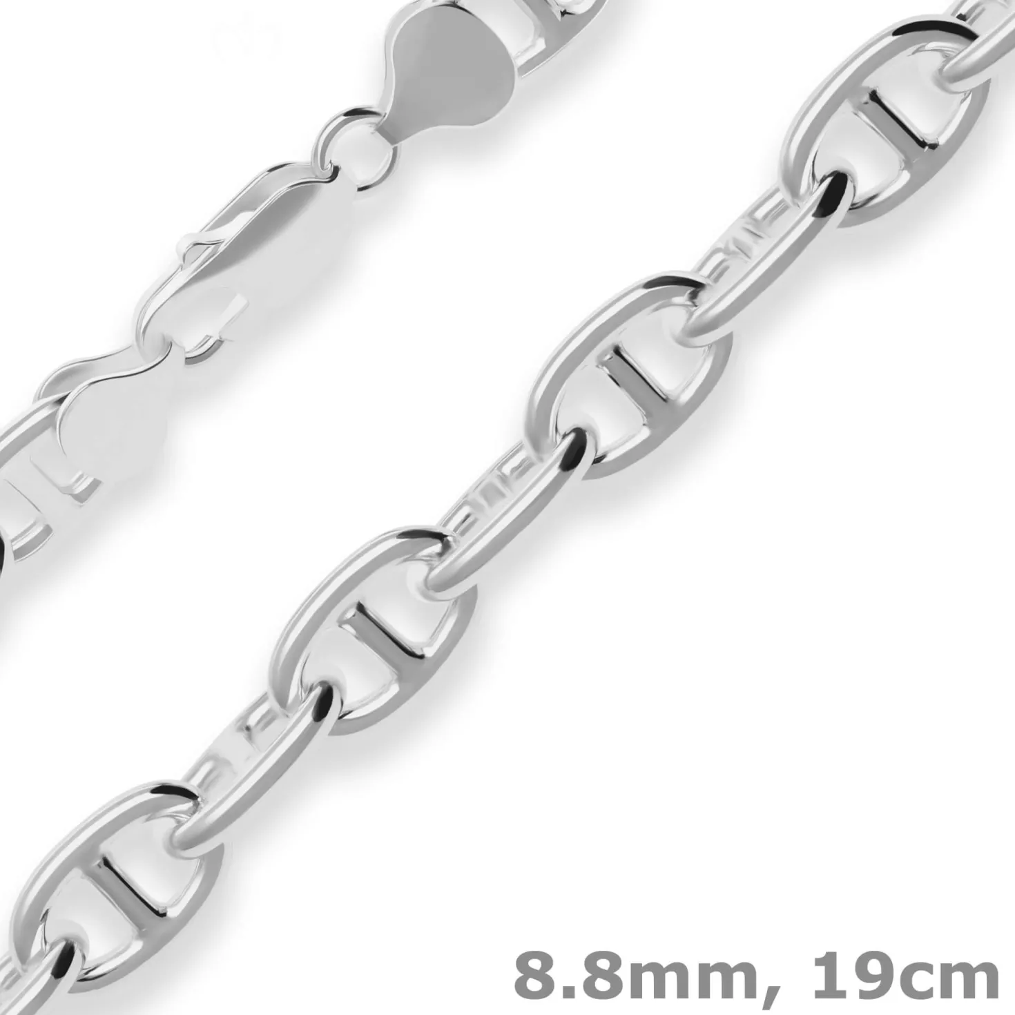 8,8mm Armband Ankerkette-Steg Silberarmband Armschmuck aus 925 Silber 19cm