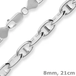 8mm Armband Ankerkette-Steg Silberarmband Armschmuck aus 925 Silber 21cm
