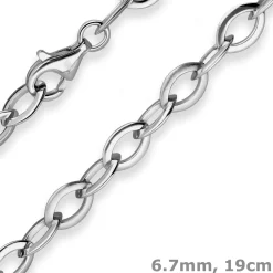 6,7mm Armband Ankerkette weit Armschmuck aus 925 Silber rhodiniert 19cm