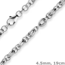 4,5mm Armband Ankerkette weit Armschmuck aus 925 Silber rhodiniert 19cm