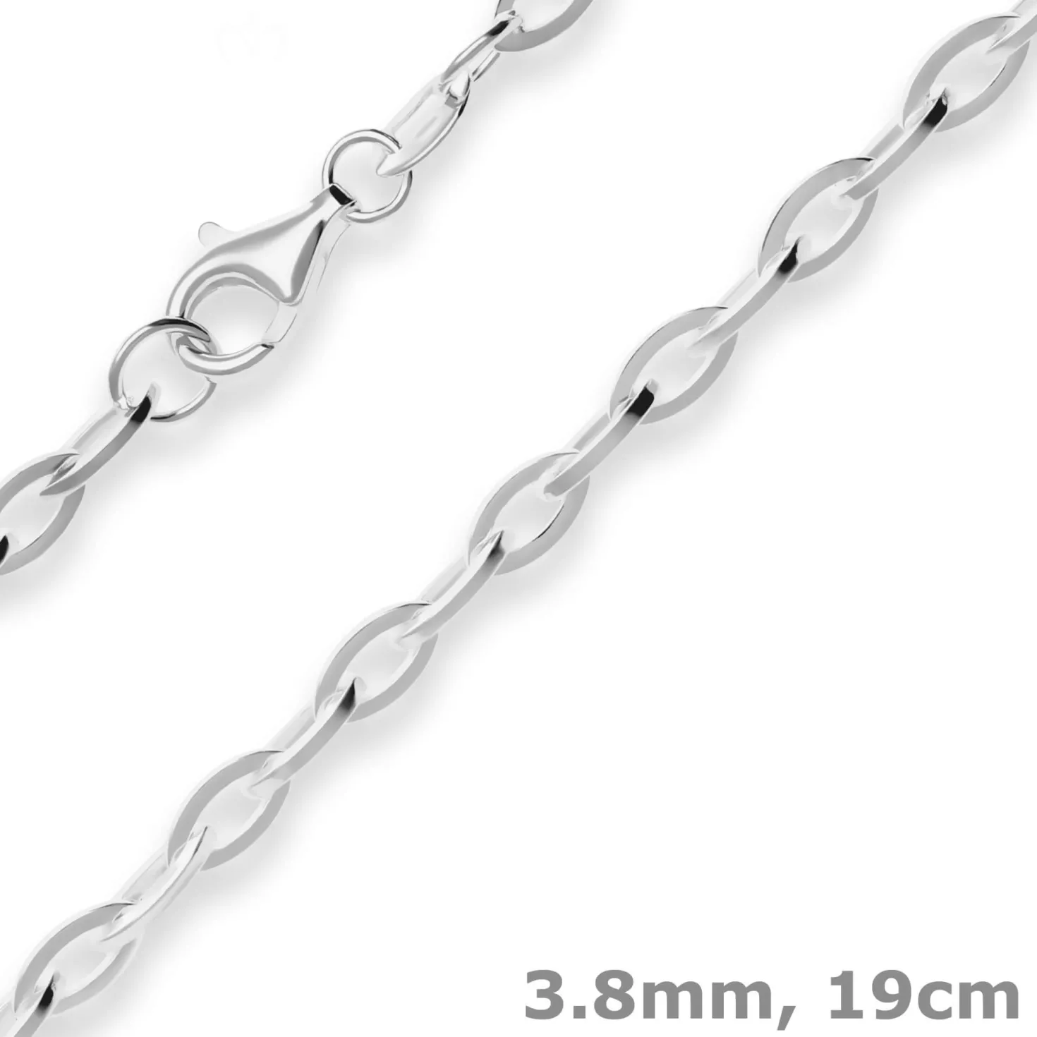 3,8mm Armband Ankerkette weit Silberarmband Armschmuck aus 925 Silber 19cm