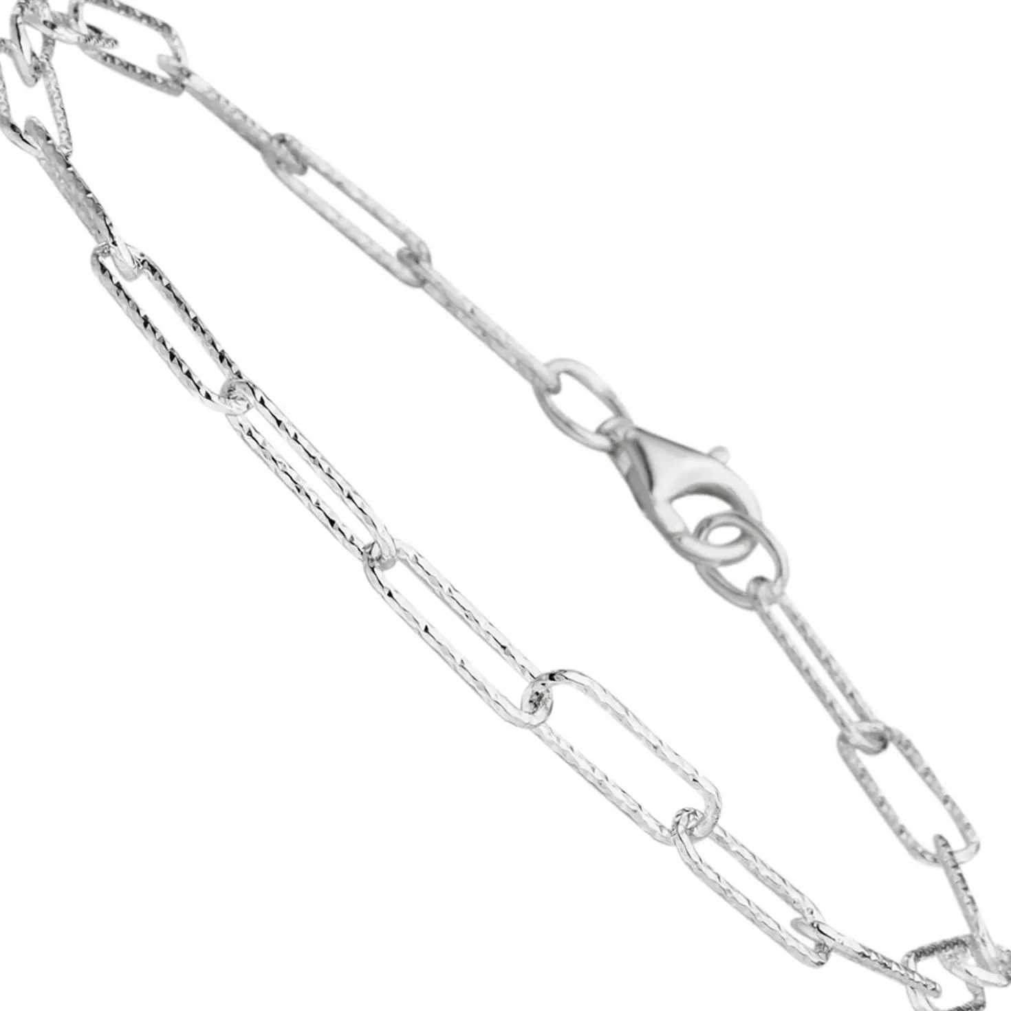 5mm Armband Anker-Weit-Rechteck Kette aus 925 Sterling Silber diamantiert 19cm