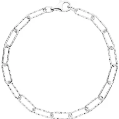 5mm Armband Anker-Weit-Rechteck Kette aus 925 Sterling Silber diamantiert 21cm