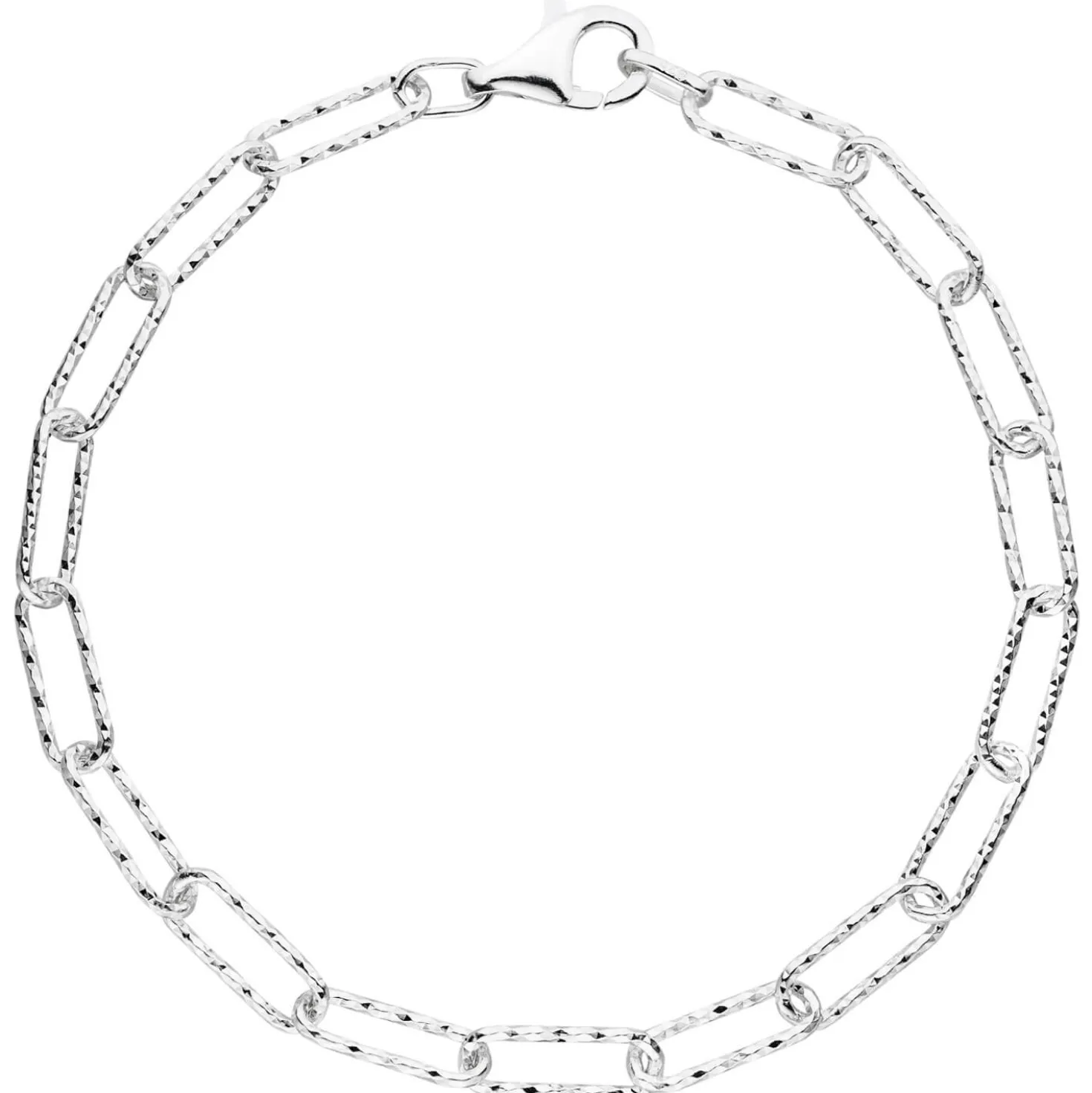 5mm Armband Anker-Weit-Rechteck Kette aus 925 Sterling Silber diamantiert 21cm