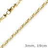 3mm Armband Armkette Alainkette, 585 Gold Gelbgold, 19cm, Unisex