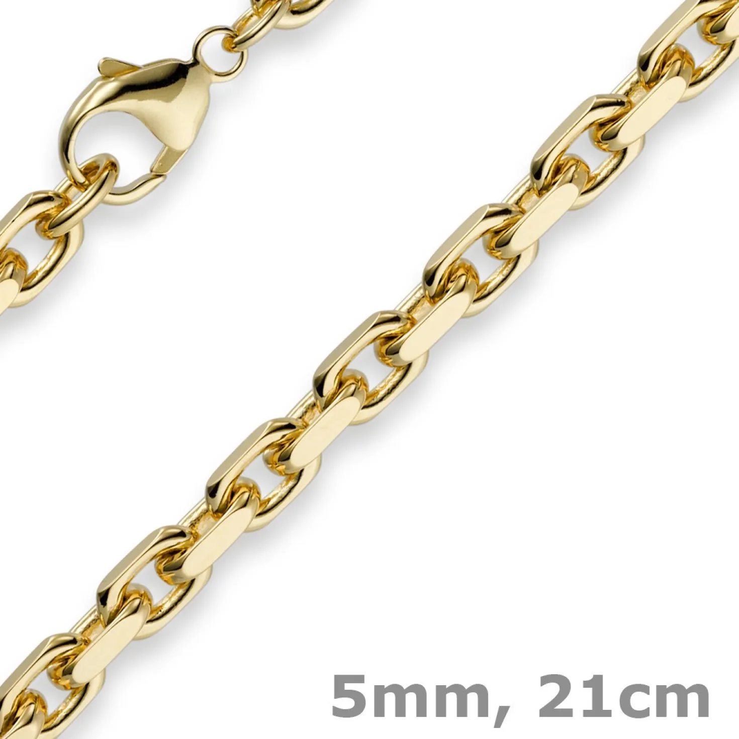 5mm Armband Armkette Ankerkette aus 585 Gold Gelbgold, 21cm, Herren