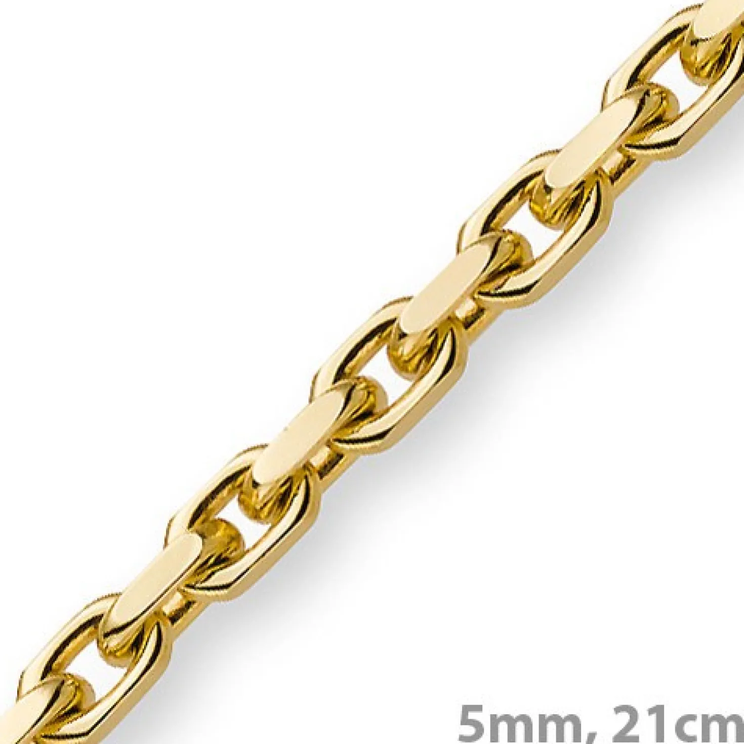 5mm Armband Armkette Ankerkette aus 585 Gold Gelbgold, 21cm, Herren