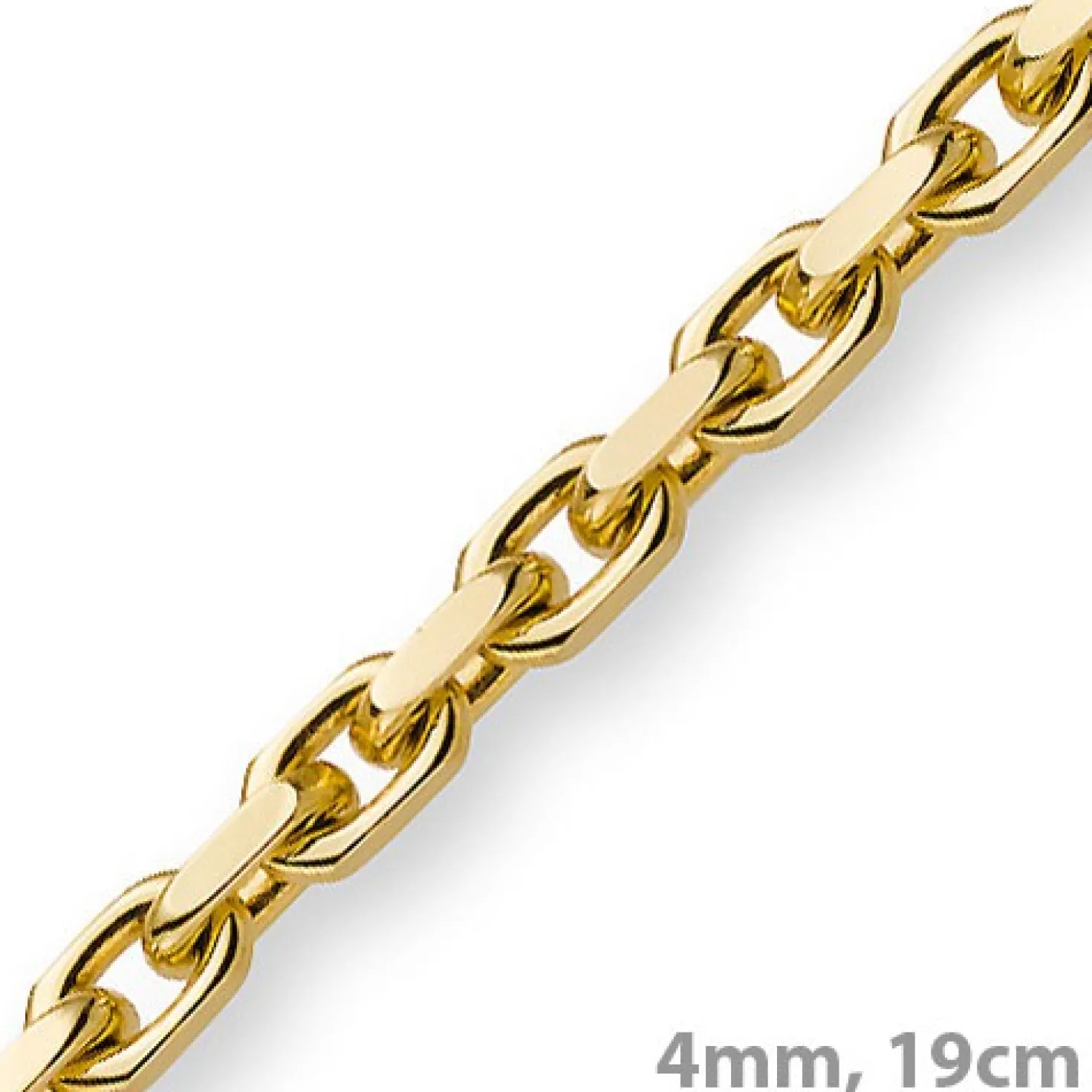 4mm Armband Armkette Ankerkette aus 750 Gold Gelbgold, 19cm, Herren