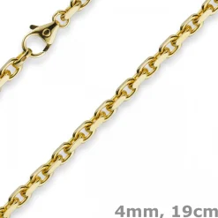 4mm Armband Armkette Ankerkette aus 750 Gold Gelbgold, 19cm, Herren