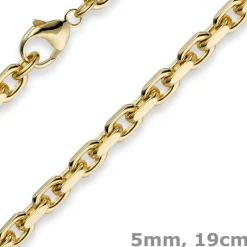 5mm Armband Armkette Ankerkette aus 750 Gold Gelbgold, 19cm, Herren