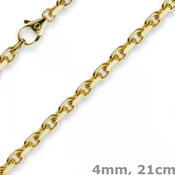 4mm Armband Armkette Ankerkette aus 750 Gold Gelbgold, 21cm, Herren