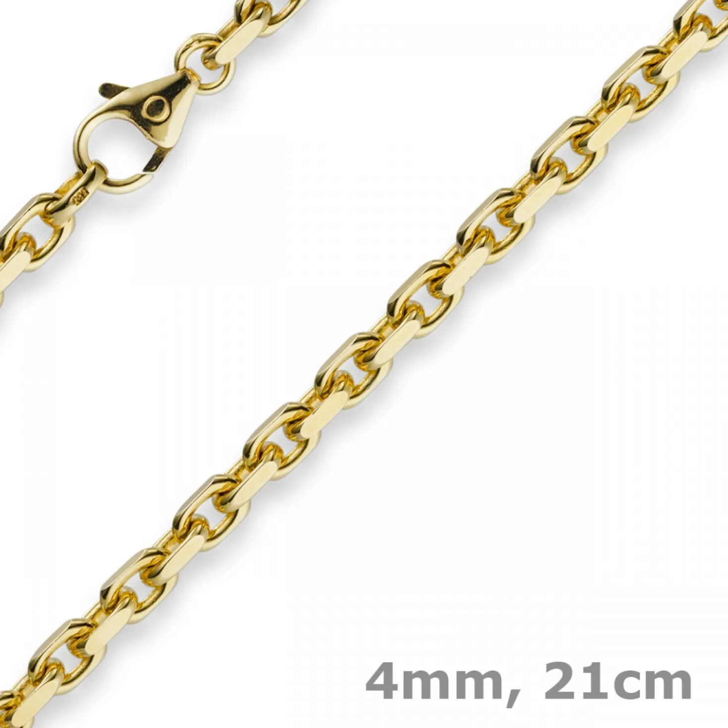 4mm Armband Armkette Ankerkette aus 585 Gold Gelbgold, 21cm, Herren