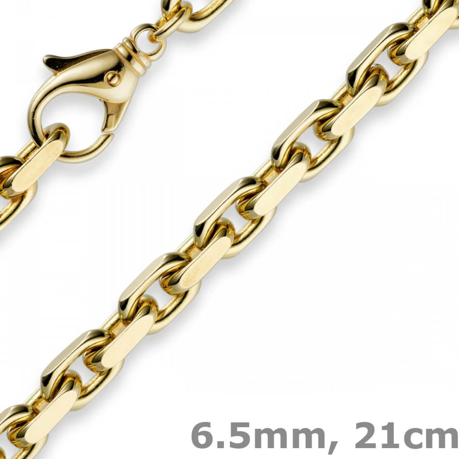 6,5mm Armband Armkette Ankerkette aus 585 Gold Gelbgold, 21cm, massiv
