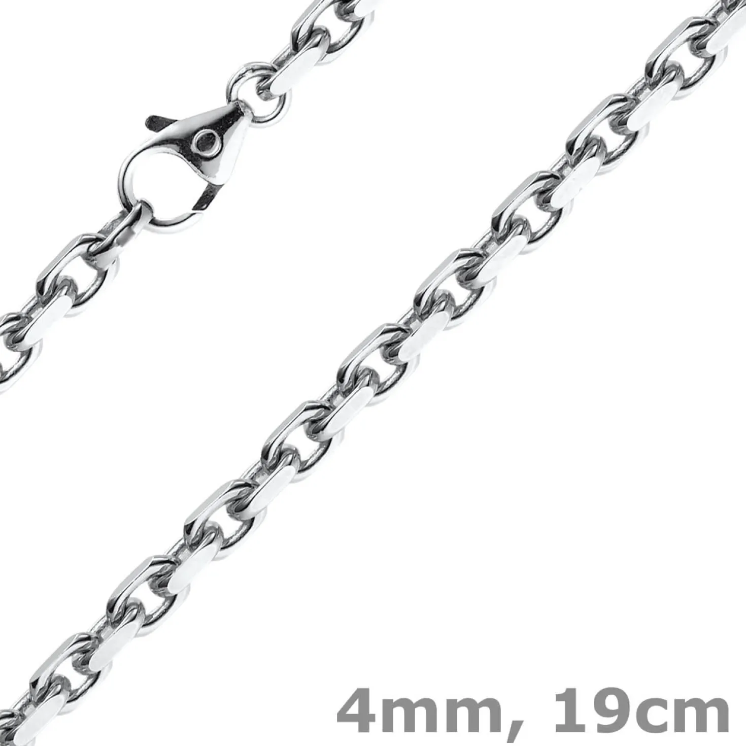 4mm Armband Armkette Ankerkette aus 750 Gold Weißgold massiv 19cm Goldarmband