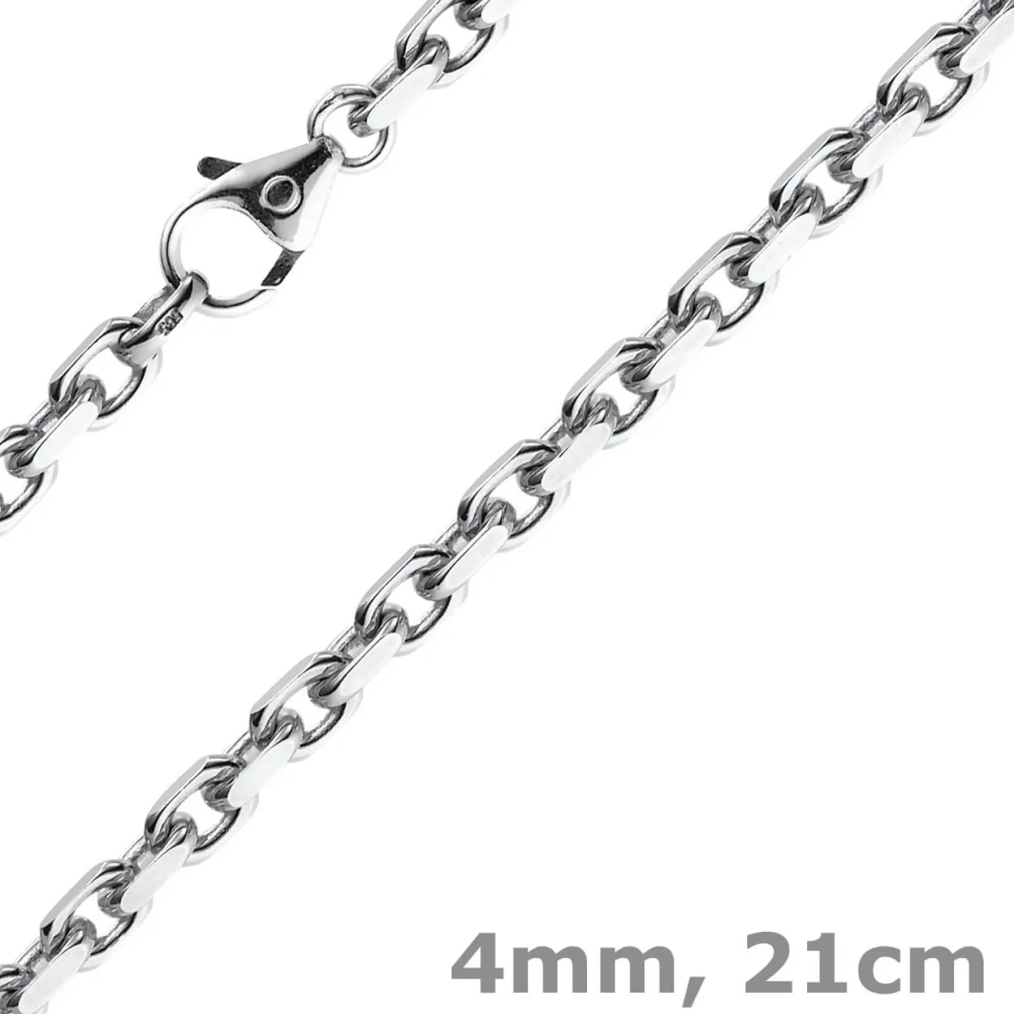4mm Armband Armkette Ankerkette aus 585 Gold Weißgold massiv 21cm Goldarmband