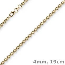 4mm Armband Armkette Ankerkette rund aus 750 Gold Gelbgold 19cm Armschmuck