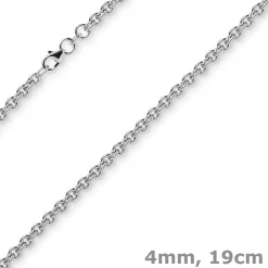 4mm Armband Armkette Ankerkette rund aus 750 Gold Weißgold 19cm Armschmuck